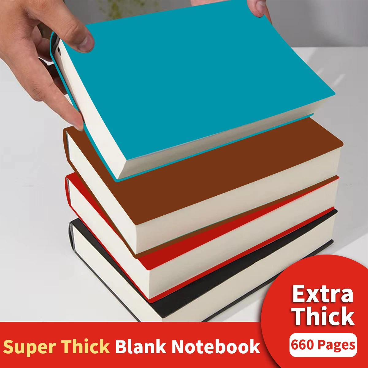 A4 A5 A6 Super Thick Sketchbook 660 Pages Soft PU Leather Blank Notebook 80 GSM Drawing Journal Diary Sketch Book Stationeries
