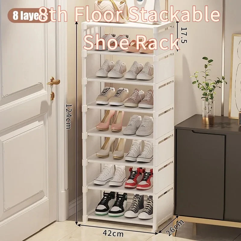 מתקן נעליים מתקפל לקומה 8, מארגן חוסך מקום מבד לא ארוג לארון כניסה