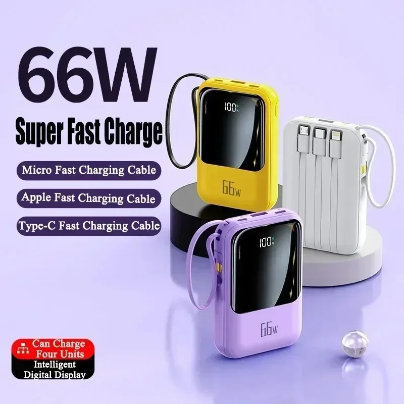 20000mAh Mini Power Bank 66W Super Fast Charging PD 20W Flash Charging Powerbank Spare External Battery for IPhone Huawei Phon