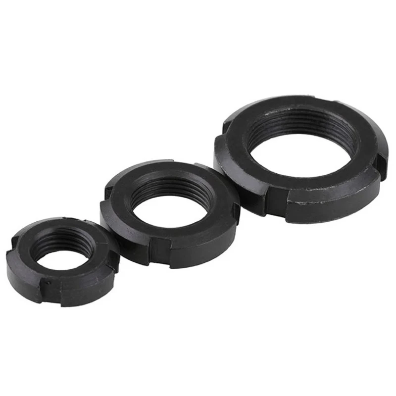 M16 M18 M20 M22 M24 M25 M27 M30 M48~M60 GB812 블랙 카본 스틸 라운드 너트 슬롯 너트 좌나사 네 슬롯 너트