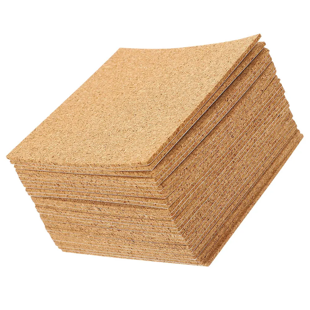 

40Pcs Cork Sheets with Adhesive Backing 4x4 Inch Square Pads for Tables DIY Coasters Noise Absorption Protective Mat