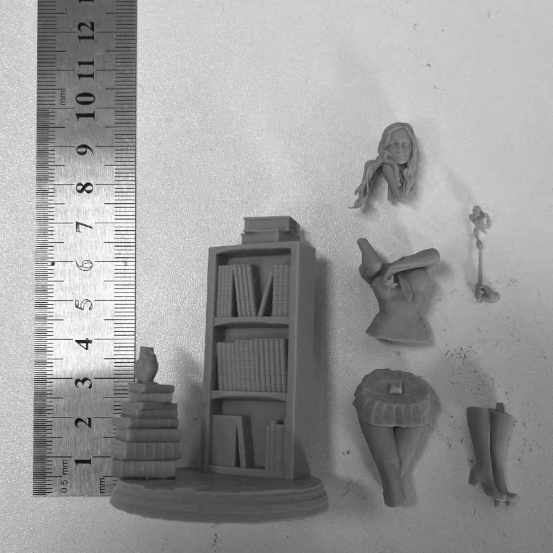 1/24 Scale Library Girl Wearing GK Resin Figure Model Kit Fantasy Hobby Diorama Miniature Unassembled & Unpainted  Toy