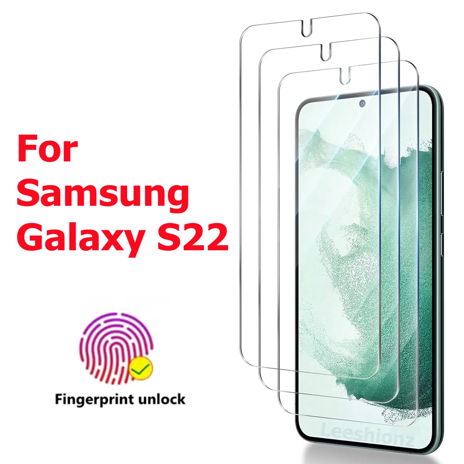 

For Samsung Galaxy S22 tempered Glass Fingerprint unlock protective film, scratch resistant and bubble free