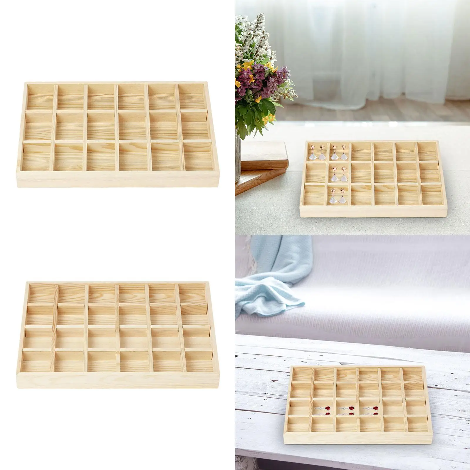 Jewelry Tray Box Jewelry Display Case Wood Practical Elegant Durable Jewelry