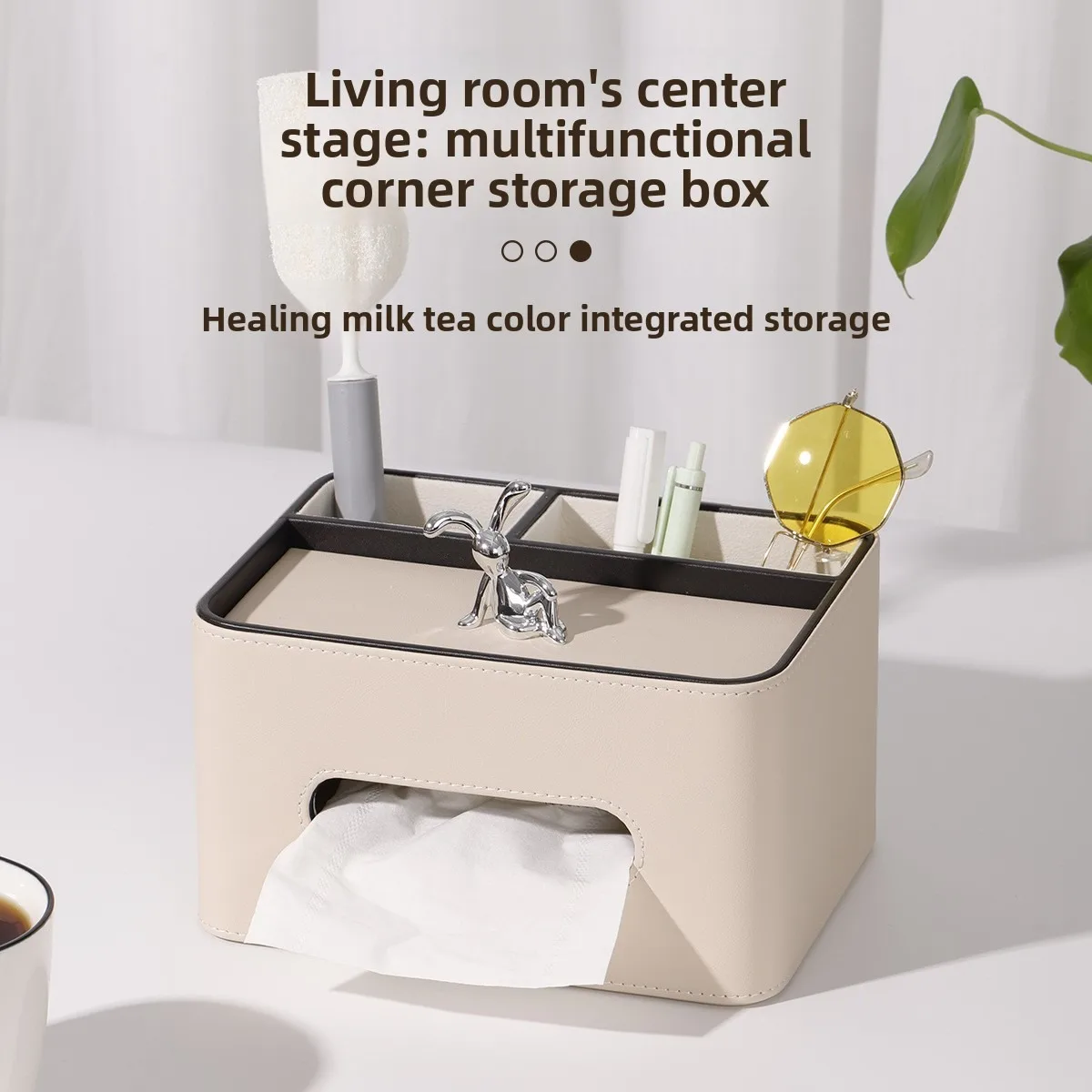 

Luxury Tissue Box Holder Multi-Function Desktop Organizer for Living Room, Premium Remote Control Storage with Napkin Dispenser