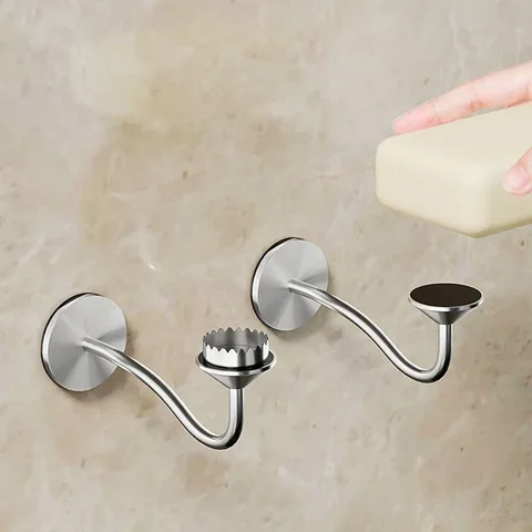 Stainless Steel Magnetic Soap Rack Multi-Functional Wall-Mounted Self-Drainage Bath Soap Dishes Kitchen Shower Room BXFZH03
