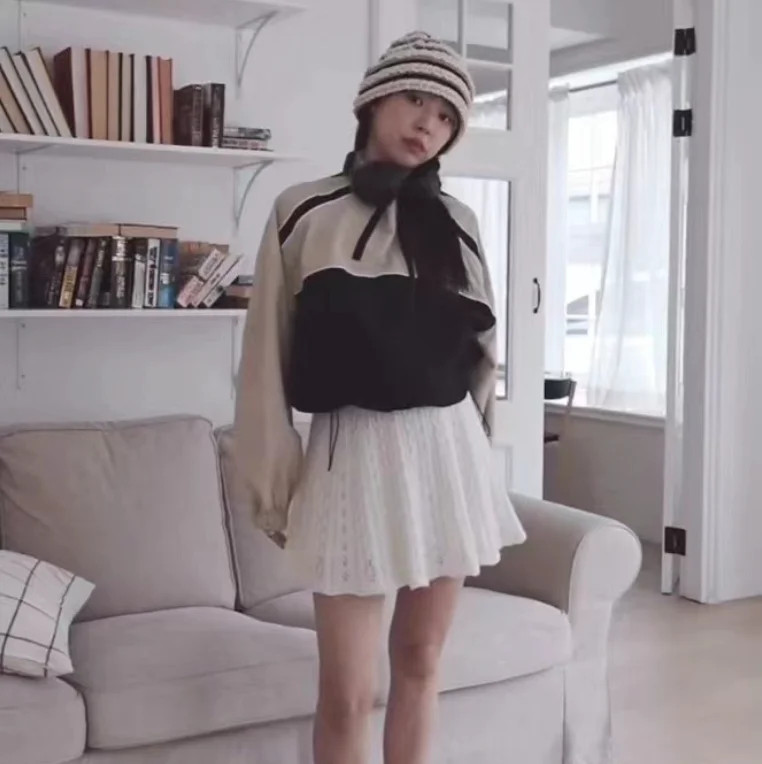 Spring 2025 Smoothood Loose Fit Retro Color Blo Stand Collar Zipper Jaet Sweatirt Korean Sle Women's ort Outerwear