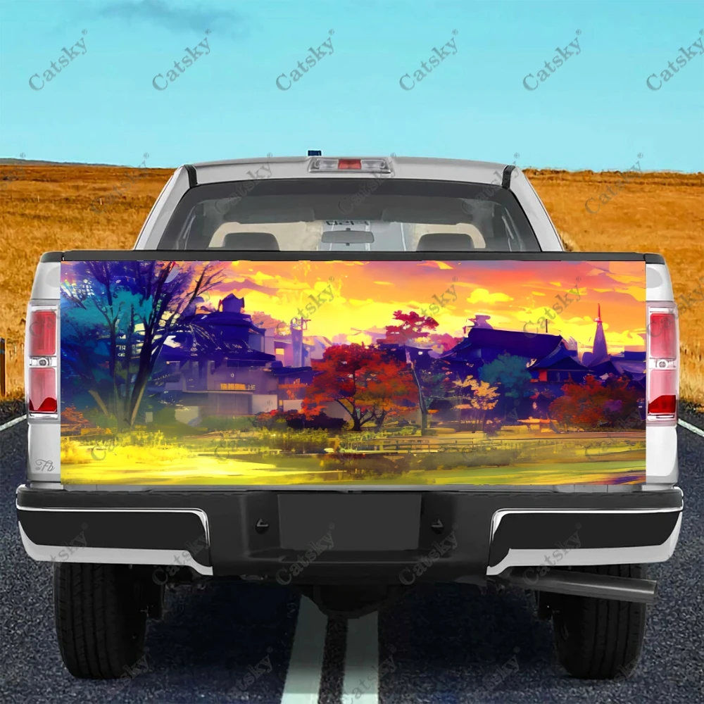 

Colorful Drawing Sky Nature Car Tail Trunk Protect Vinly Wrap Sticker Decal Car Hood Decoration Sticker for SUV Off-road Pickup