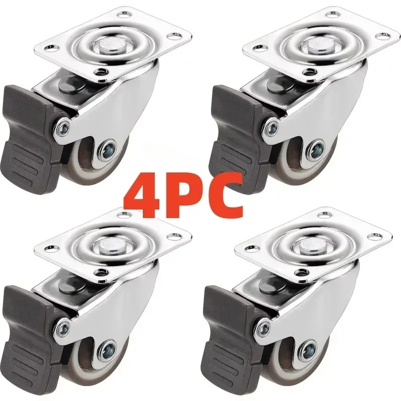 

4PCS 1-2inch Furniture Caster Soft Rubber Universal Wheel Swivel Caster Roller Wheel For Platform Trolley Household Accessory