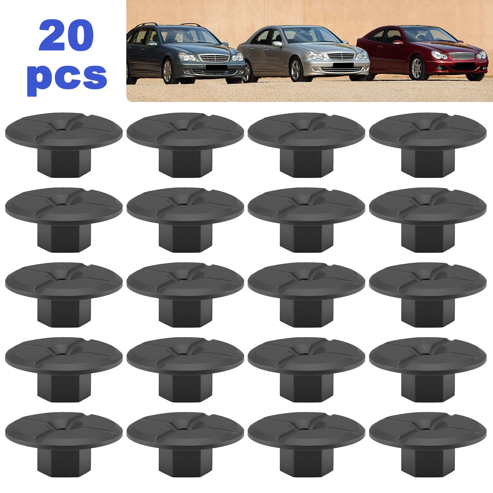 20 piezas Clips de tuerca de plástico sin rosca para Mercedes para BMW W201 W124 190D 260E A2019900050 bandeja inferior parachoques ruedas arco Splash Guar