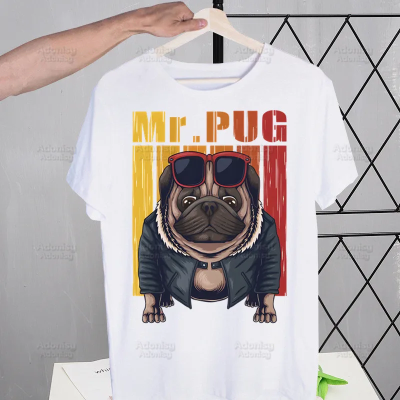 Dog Pet Pug Life Pug Anatomy Shirt Novelty Funny Vintage Crew Neck Men's T-Shirt Humor Women Top Tee Humor Streetwear