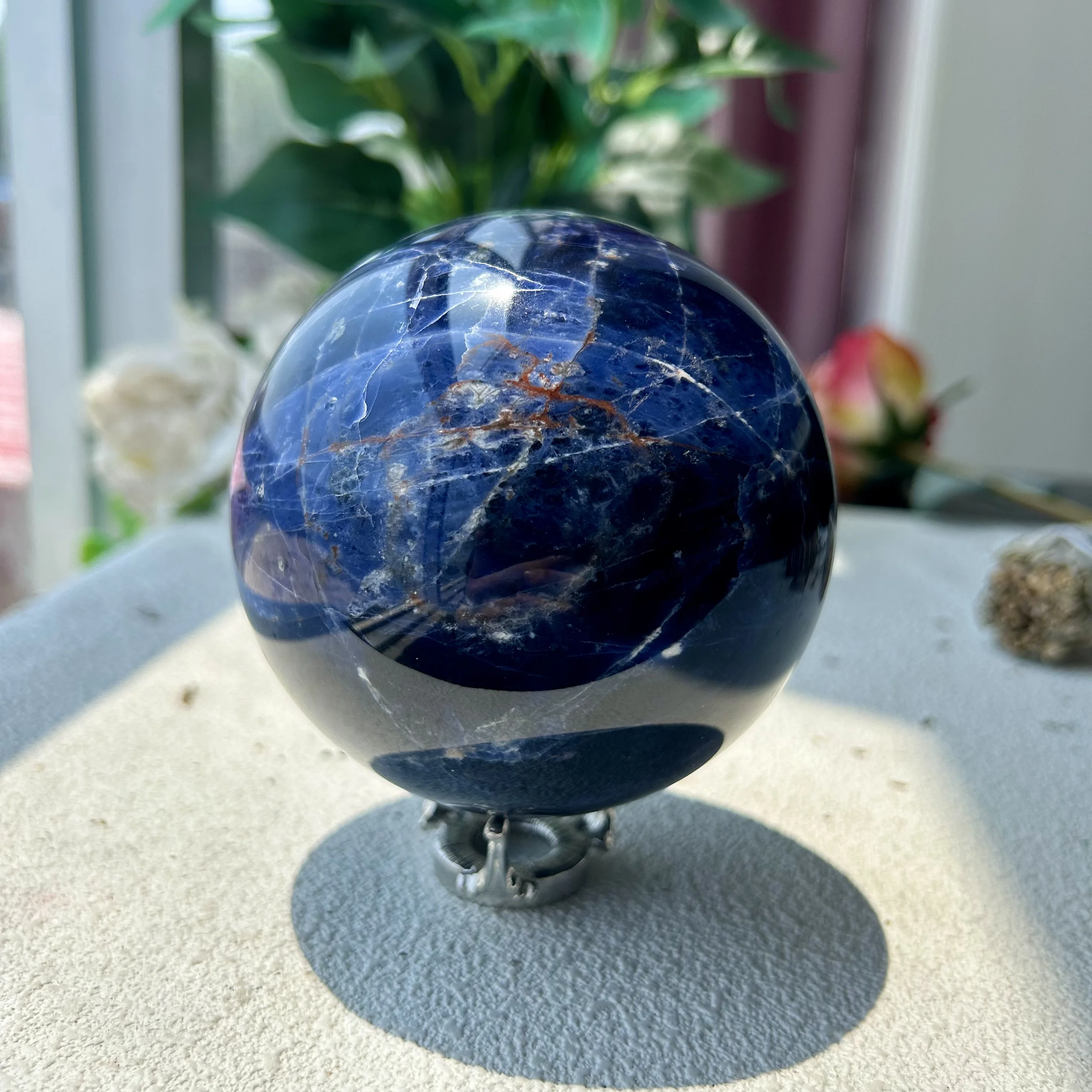 

High Quality Blue Sodalite Ball Crystal Sphere Healing Natural Gemstone Home Decor 4th 1075g 94mm