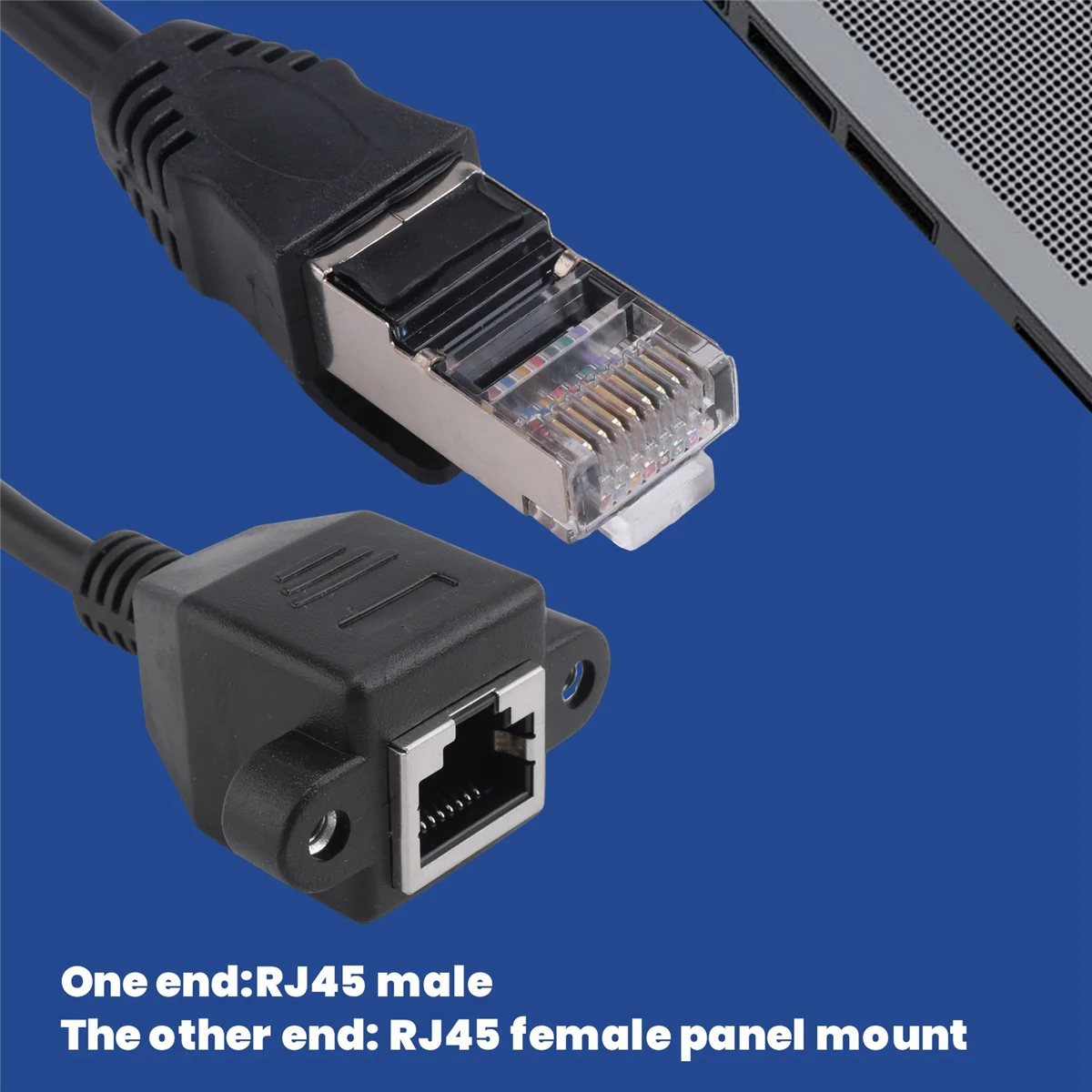 Cabo de extensão de rede LAN Ethernet de montagem em painel de parafuso macho para fêmea RJ45 de 1FT