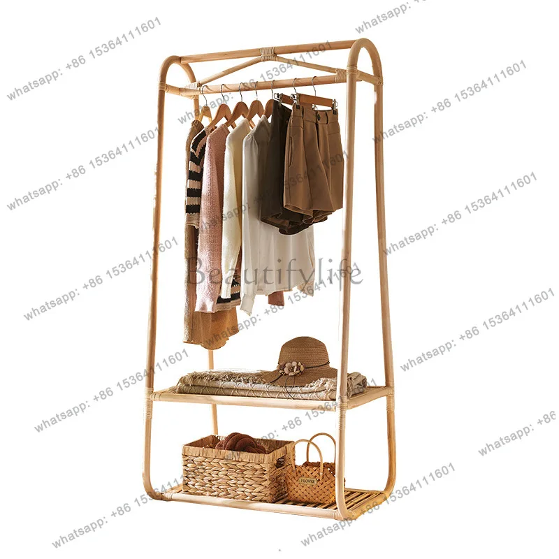 Rattan floor-to-ceiling storage Japanese-style creative hanger Nordic simple decorative shelf