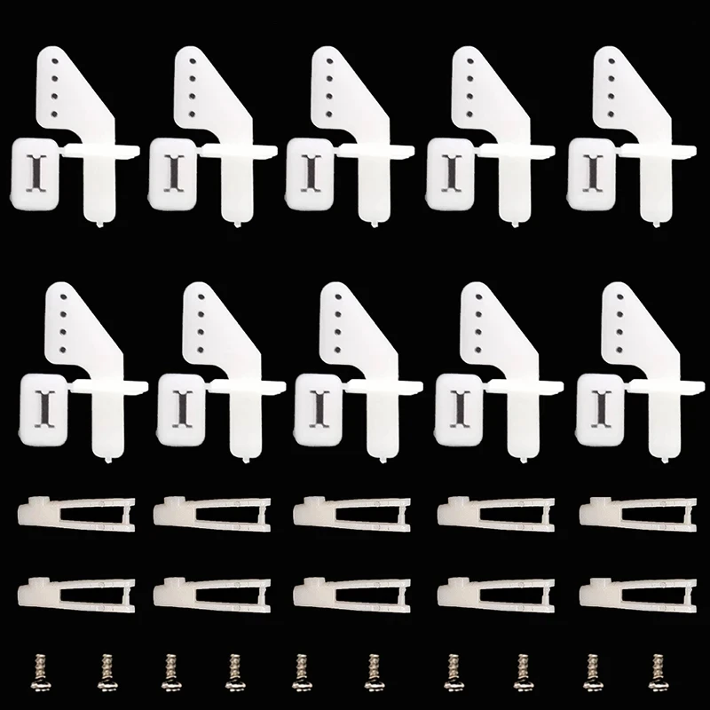 10 Sets KT rudder angle four-hole On Nylon Control Horn and Clevis 21mm Set Rudder Ailerons Elevators For RC Fixed Wing Airplane