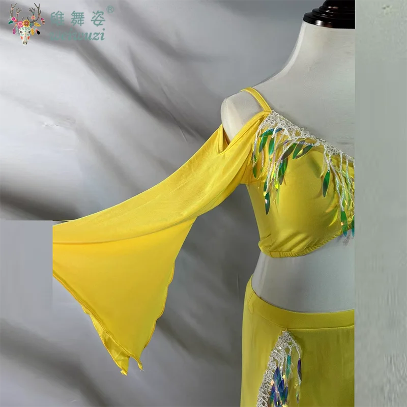 Belly Dance Costume for Women's Customized Senior Sequin Tassel Set Adult and Children's Practice Clothes Team Training Clothing