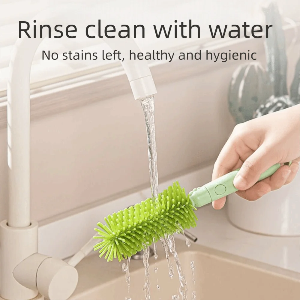 6-in-1 Baby Bottle Brush Set Built-in Drain Rack Drying Rack Bottle Cleaner Brush Portable Space Saving