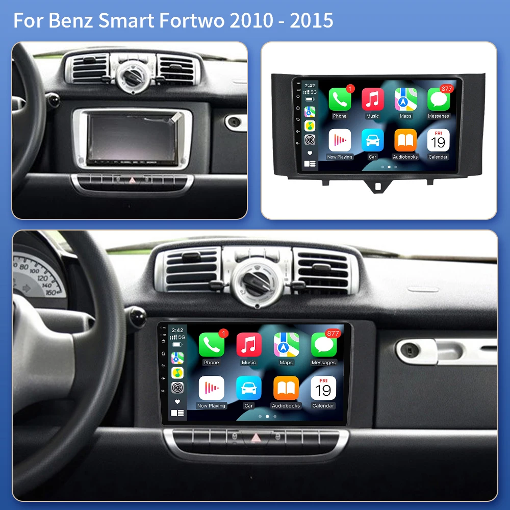 Wireless CarPlay Android Auto Radio for Mercedes Benz Smart Fortwo 451 2005 - 2015 Car Player GPS 2 din autoradio 5G DVD BT