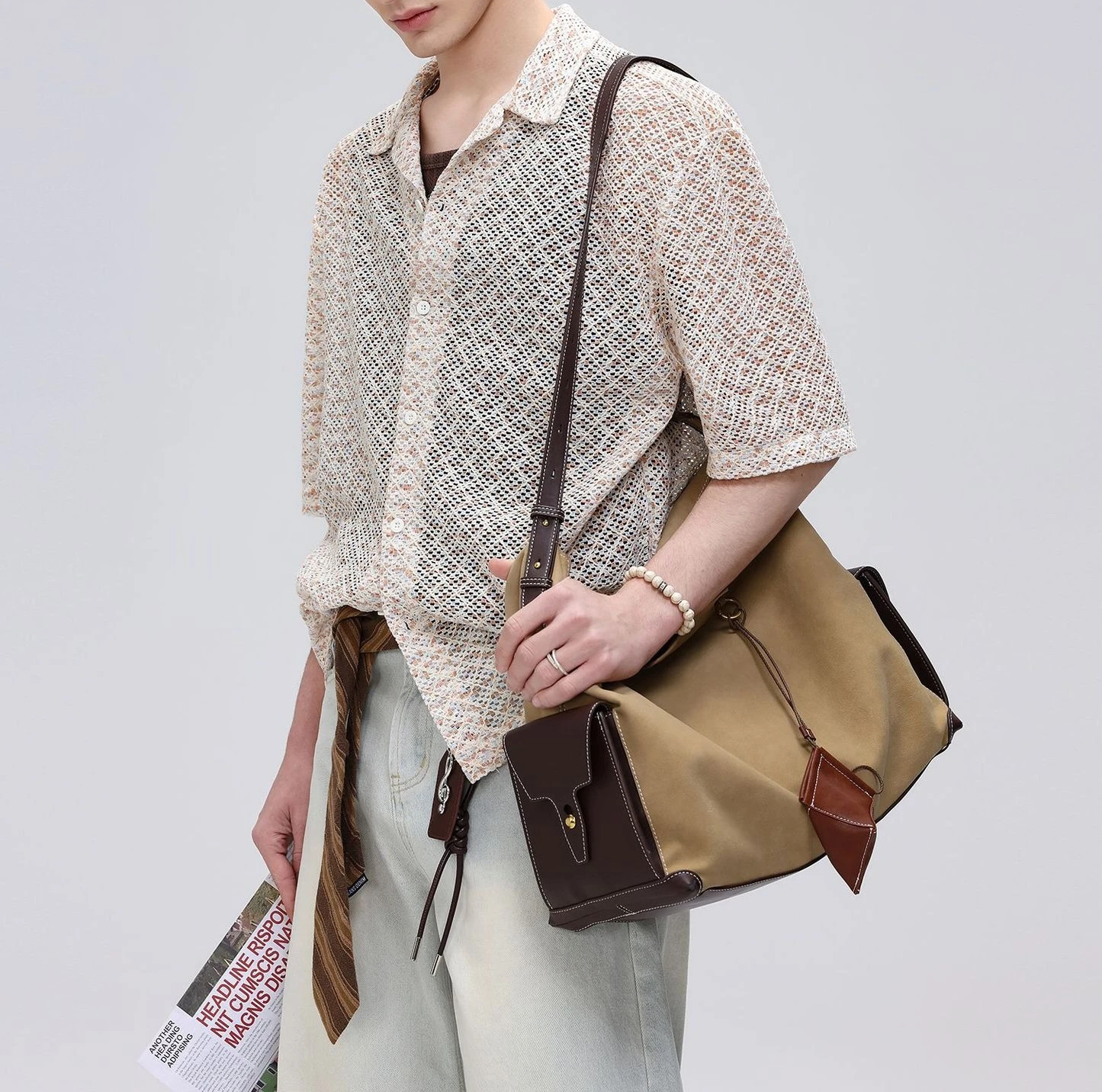 2026 Summer Vintage Old Money Style Cuban Collar Hollow Knitted Shirt Men's Vacation Loose Breathable Short Sleeve Shirt