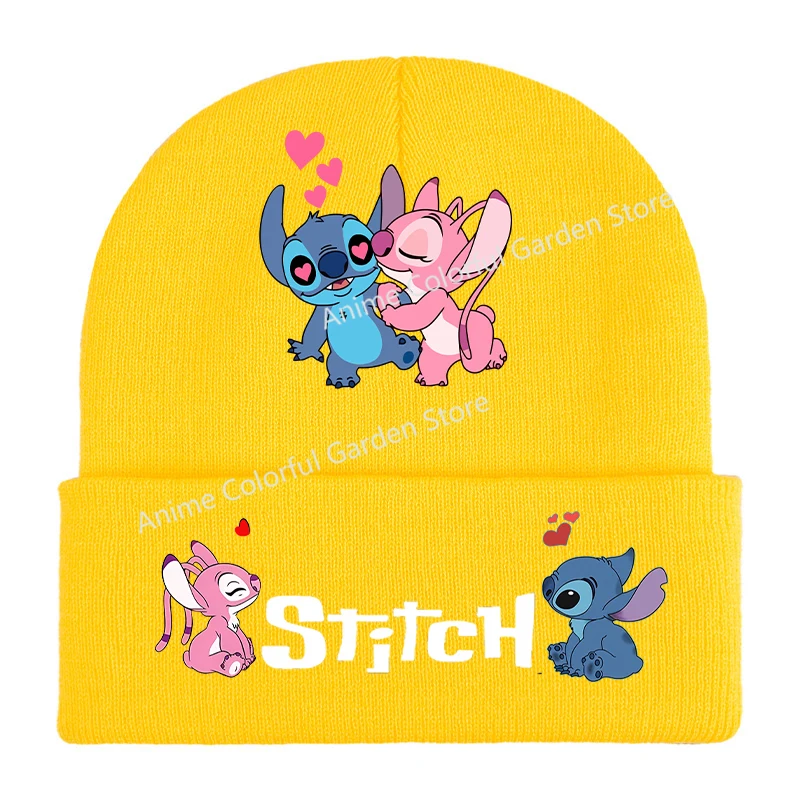 Disney Couple Stitch Knitted Hat for Boys Girls Anime Cartoon Cute Caps Winter Travel Warm Windbreak Knit Cap Best Friends Gifts