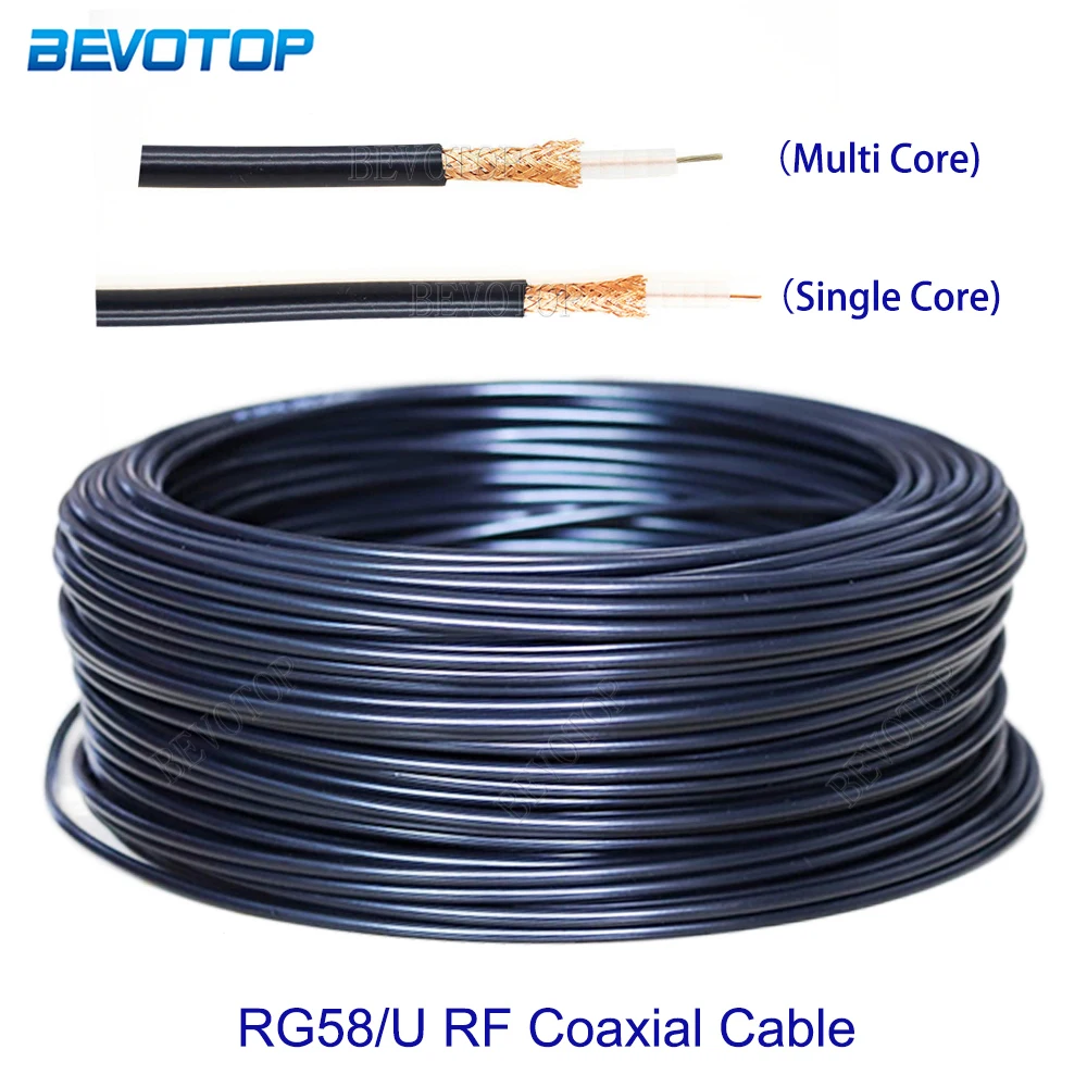 RG-58/U Single/Multi Core 2 Types RG58/U 50-3 RF Coaxial Cable 50 Ohm Bare Copper Low Loss High Quality 1M-1000M