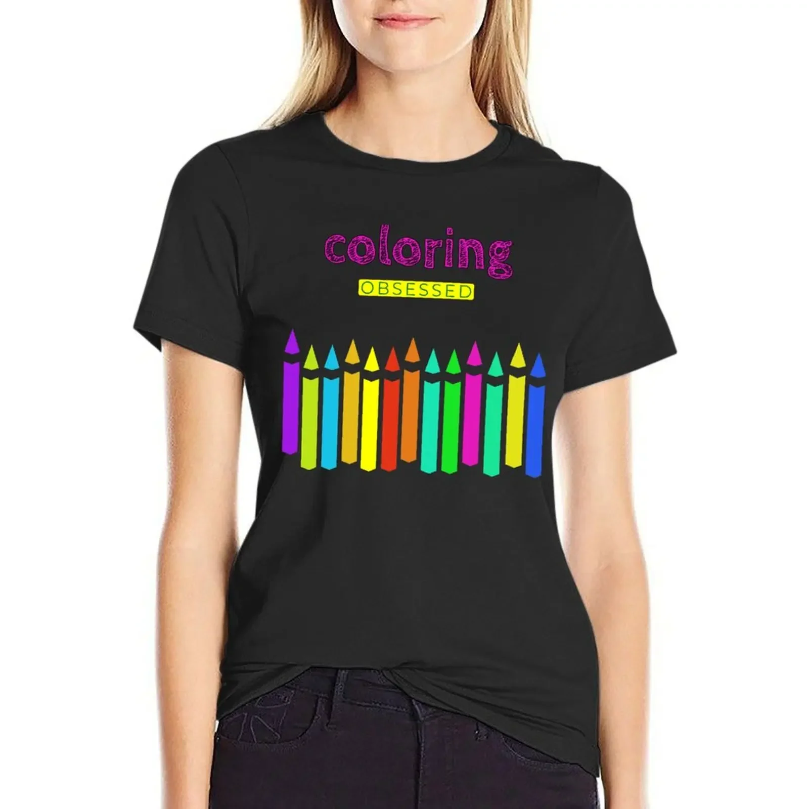 Crayon de couleur Obsessed Crayon, design amusant pour les fans de livres de coloriage, T-shirt