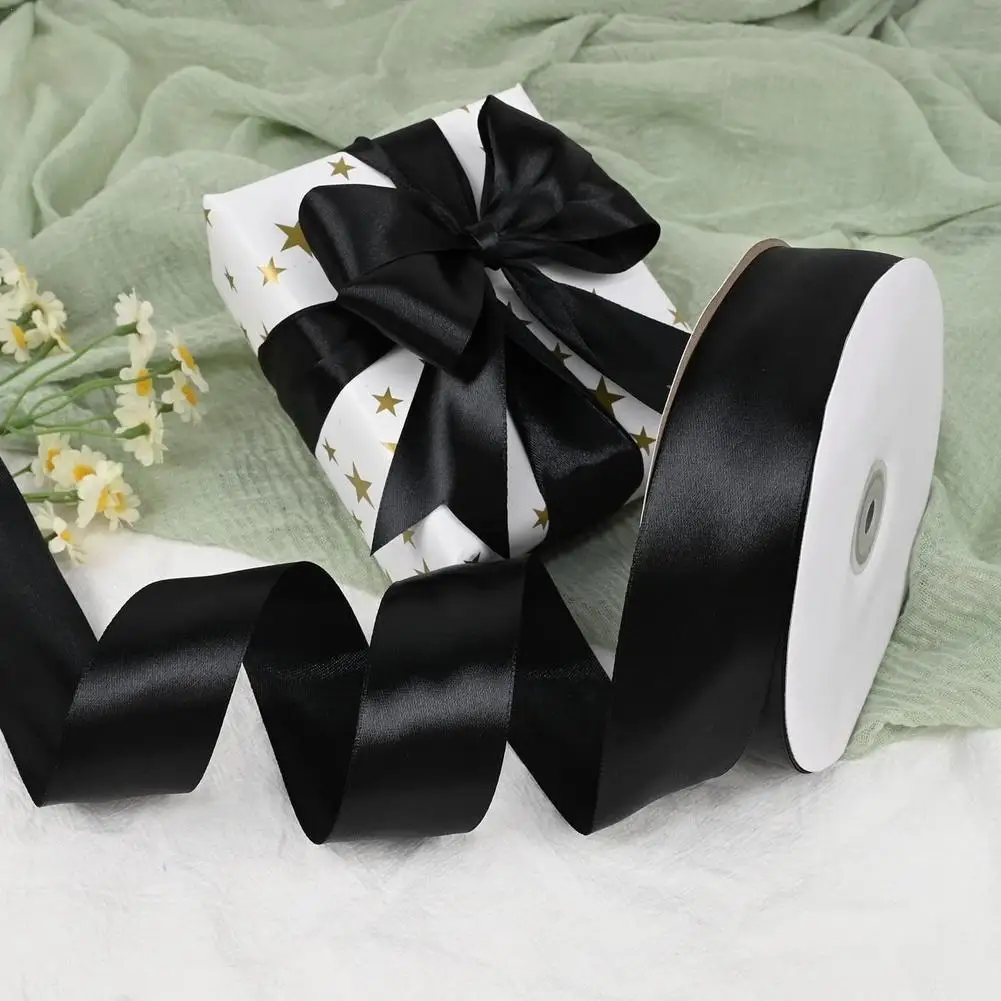 

Solid Color Black Satin Ribbon DIY Handmade Craft Accessories Home Christmas Decorations