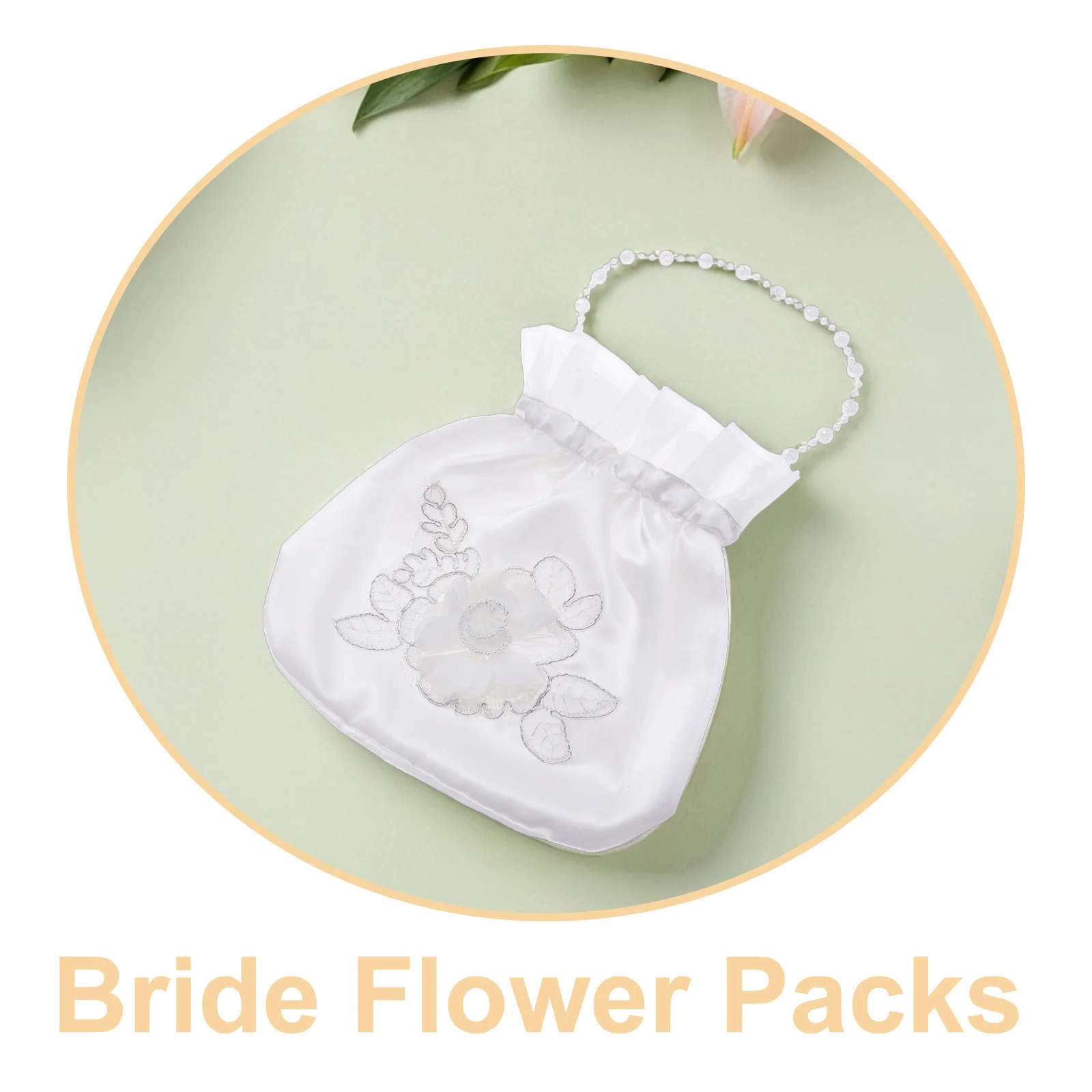 الأبيض 21*22 سم الساتان الزفاف دوللي حقيبة حجر الراين مزين حقيبة يد الزفاف لوصيفة الشرف زهرة هدية حفلة لصالح حقيبة #2