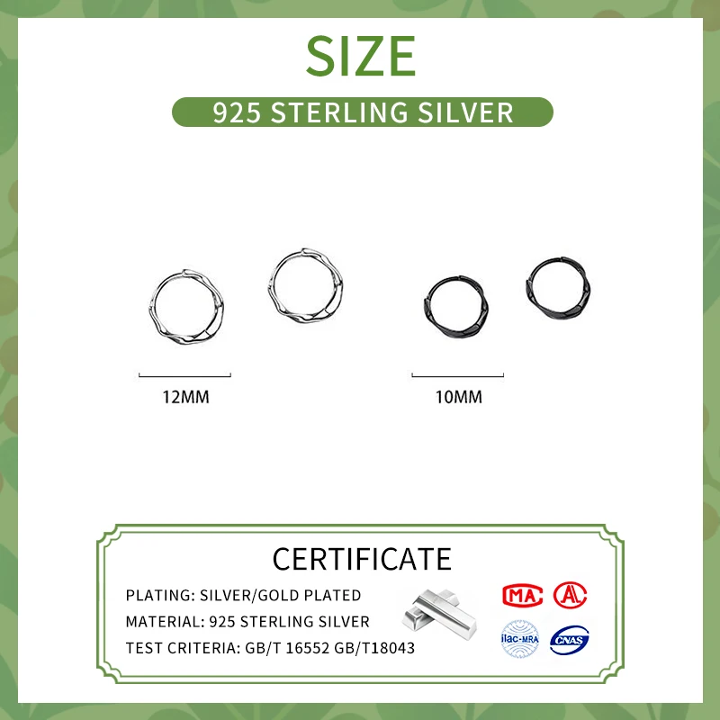 SOFTPIG Real 925 Sterling Silver Mobius Strip 10/12mm Round Hoop Earrings for Women Geometric Fine Jewelry Bohemian Accessories