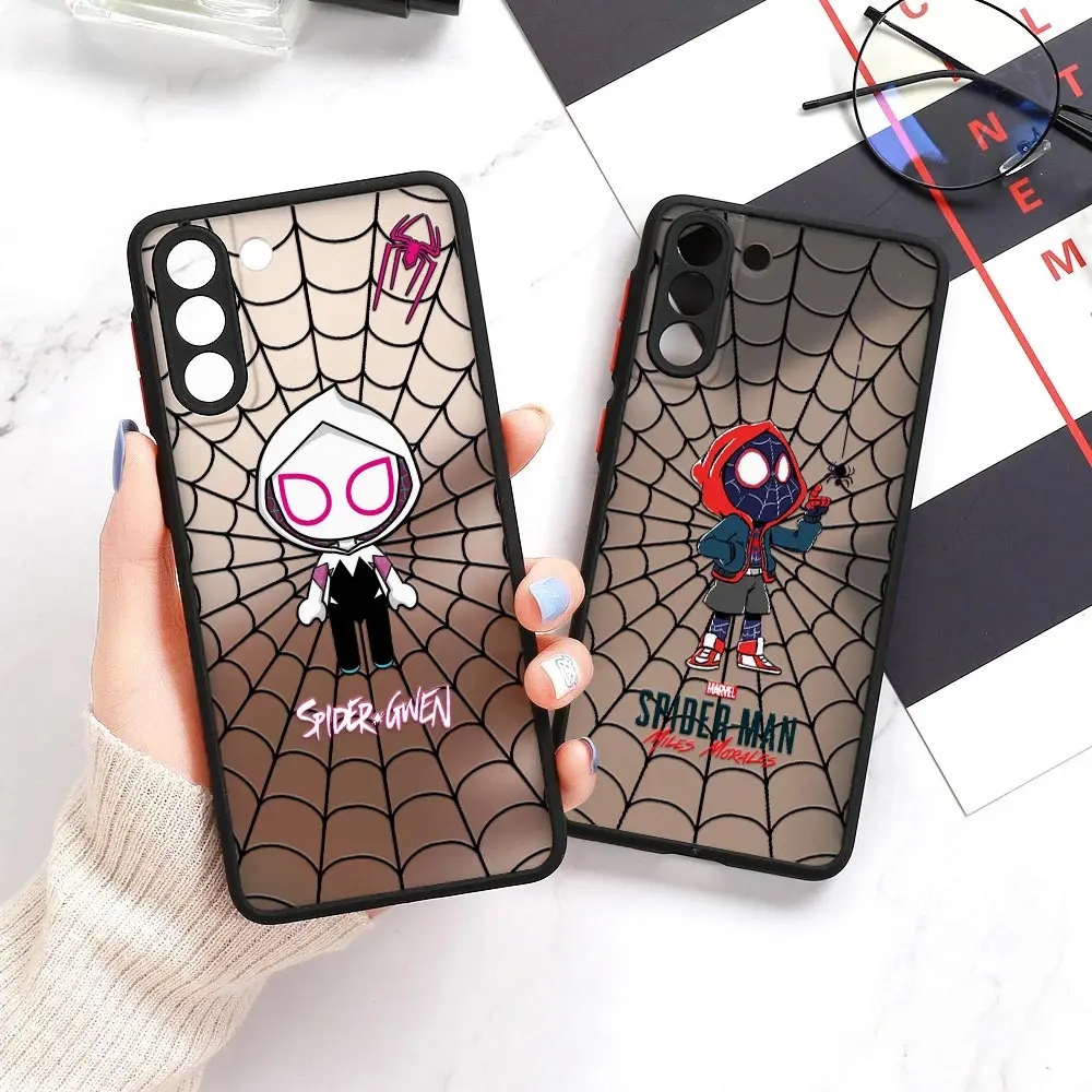 Marvel Hero Matte Clear Fundas per Samsung S23 Ultra Case Galaxy S20 FE S21 S22 Ultra 5G S10 S8 S9 Plus Cover Spider-Man Ironman