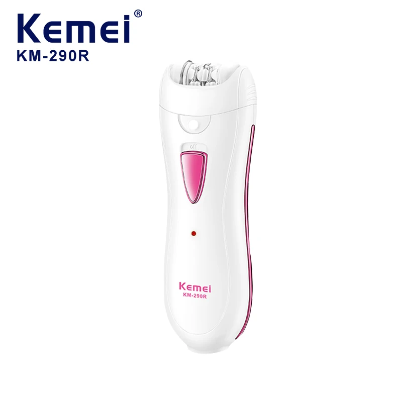 Kemei KM-290R آلة إزالة الشعر الكهربائية للنساء الإبط الساقين بيكيني المنطقة الحساسة مزيل الشعر الجسم الشعر المتقلب سيدة USB قابلة للشحن