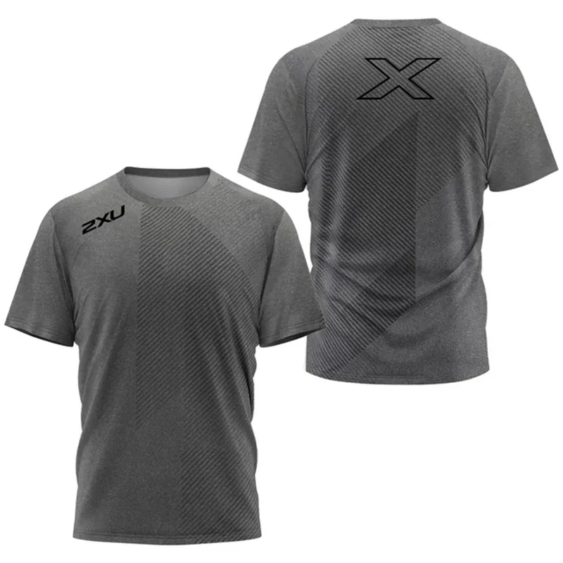 

Breathable quick drying men's sports T-shirt, short sleeved badminton training suit, loose round neck top, fashionable fitness