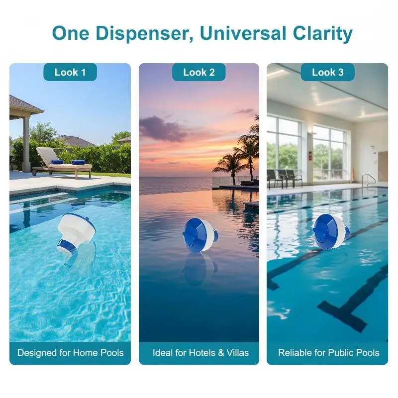 Schwimmender Pool-Chlorspender, automatischer Sterilisator, verstellbare Öffnung, PP-Halter für 1-3 Zoll große Chlortabletten, Pool, SPA – Detail 8
