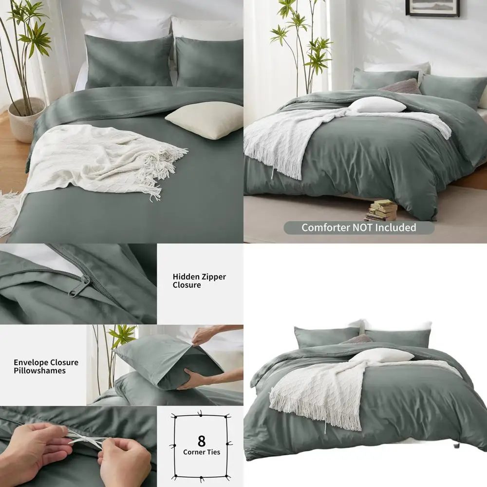 

Комплект пододеяльников из серого бамбукового вискозы California King с застежкой-молнией и 2 подушками (104x98) — одеяло в комплект не входит