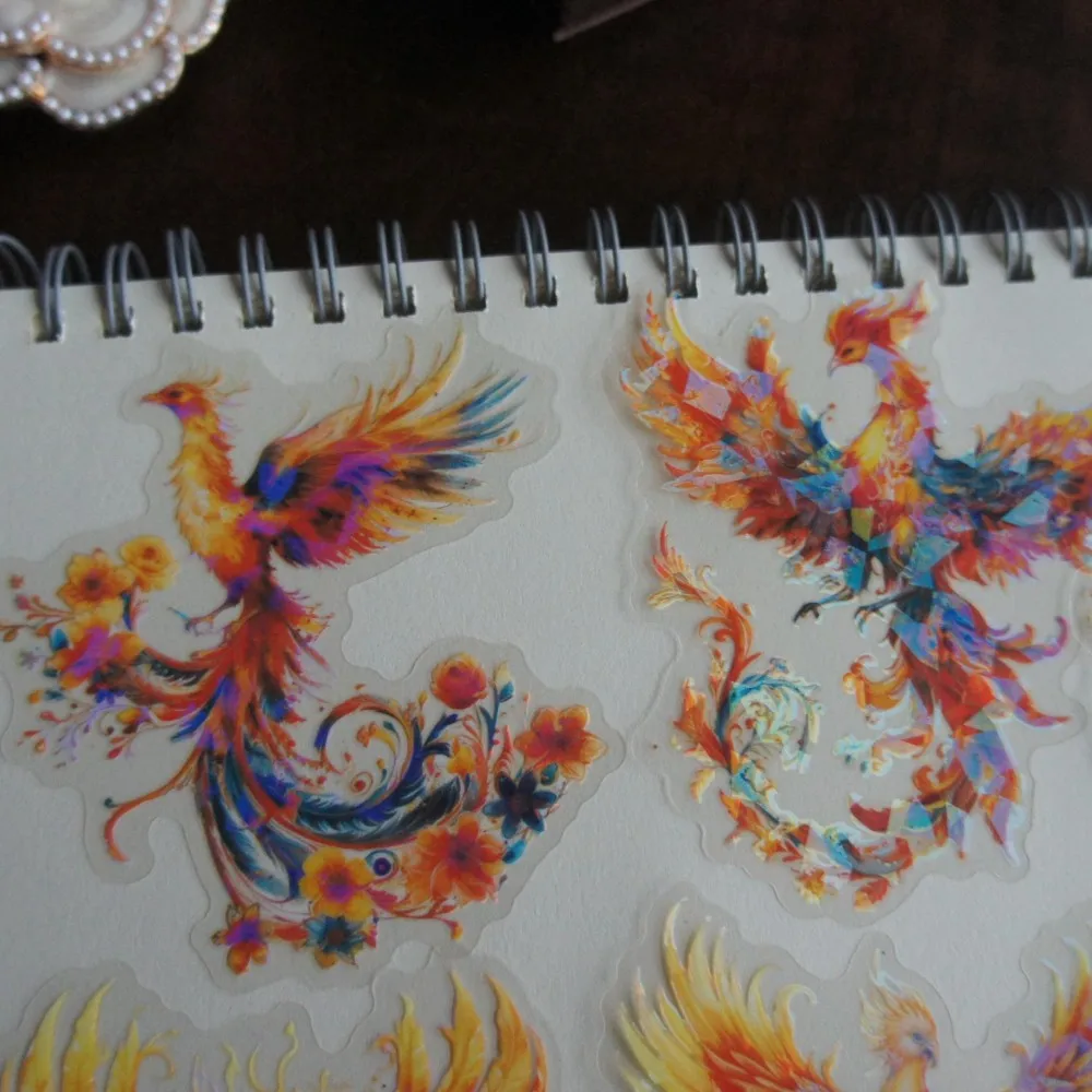 

10 Pcs Laser Diamond Pattern Flying Phoenix Style PVC Sticker Scrapbooking DIY Gift Decoration Tag