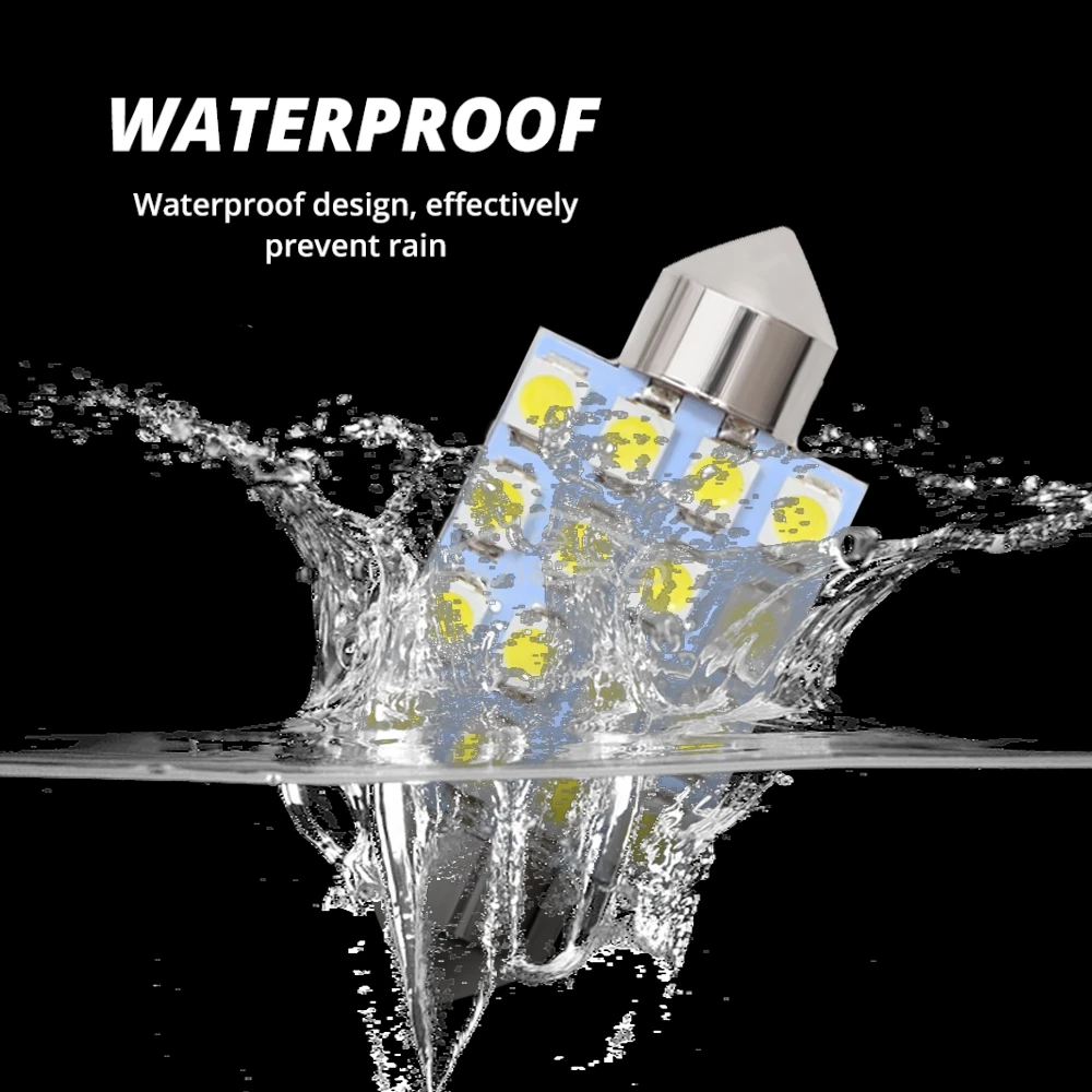 2PCS 31mm 36mm 39mm 41mm DC12V T10 White 3528 8SMD Reading Lights LED Festoon Dome Door Lamp Decorating Tail Bulb Double Pointed