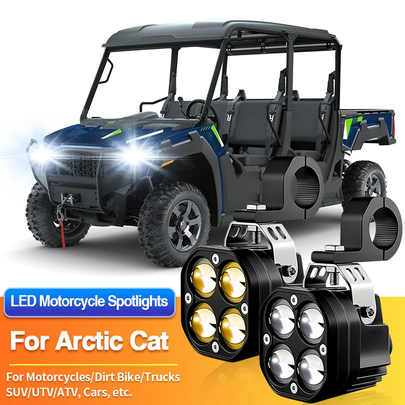 1 Set LED Motorcycles Headlights Dual Color Spotlight Truck Car SUV ATV Off Road for Arctic Cat Prowler Pro/Riot 6000 8000 9000