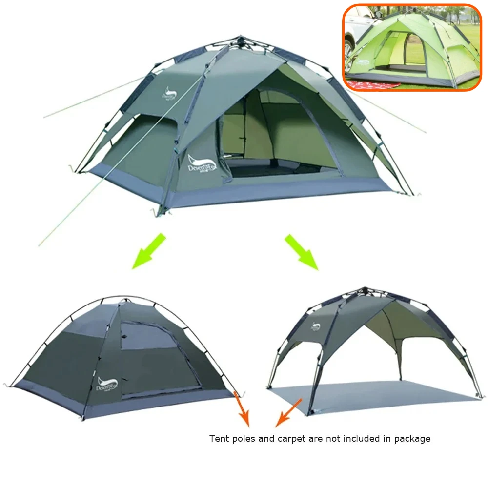 Automatic Tent 3-4 Person Camping Tent Easy Instant Setup Protable Backpacking for Sun Shelter Travelling Hiking