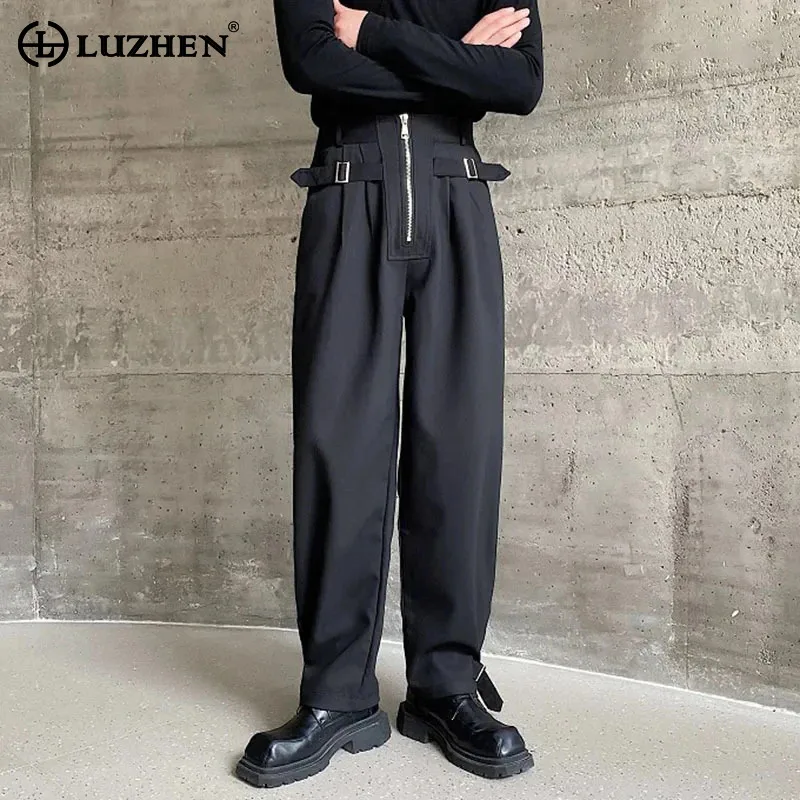 

LUZHEN 2024 New Men's Loose Casual Suit Pants Trendy Loose Niche Design Wide Leg Elegant Original Korean Baggy Trousers LZ3742