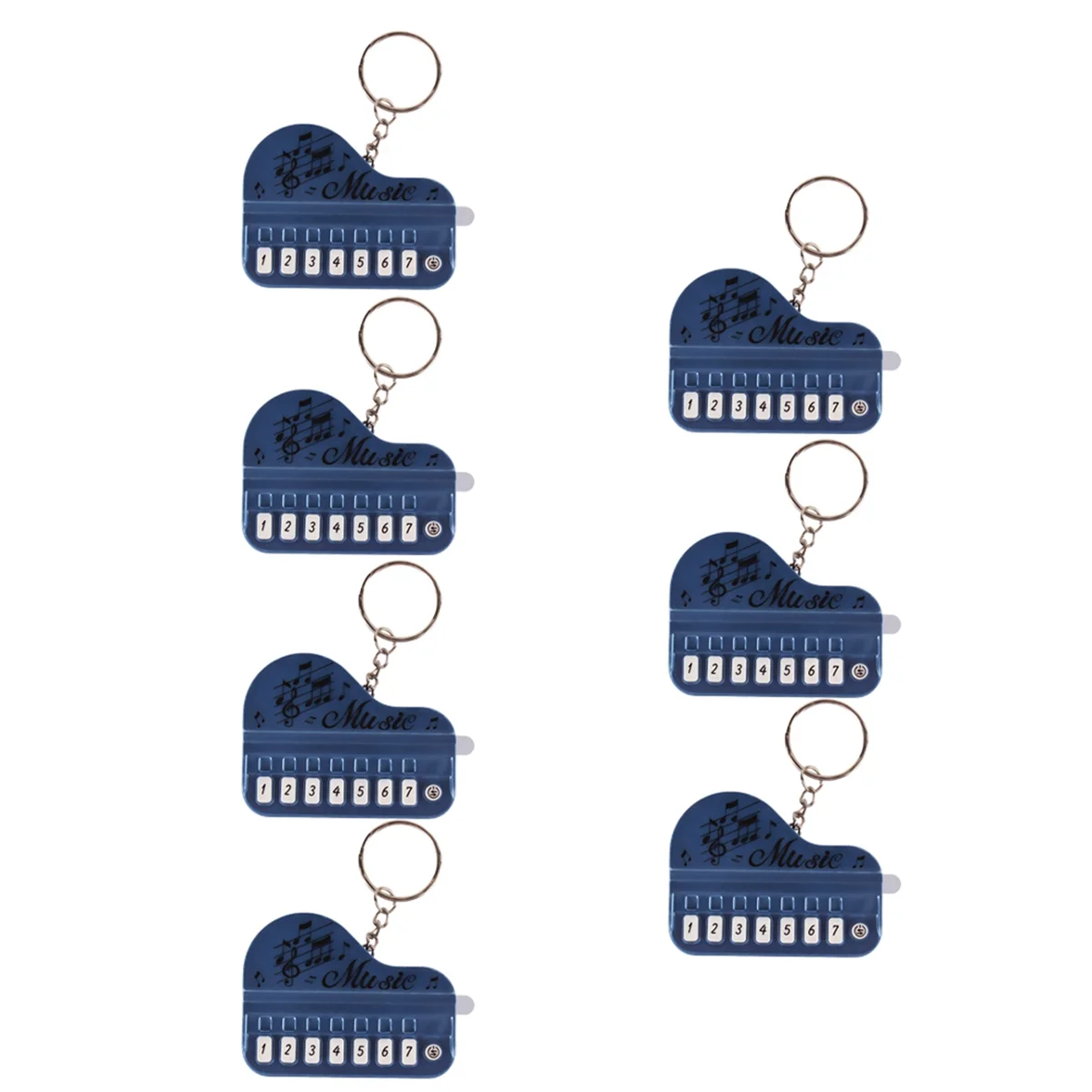 Metallic Blue 7pcs Mini Handheld Electronic Keyboard Keychain Pendant Can Play Small Piano