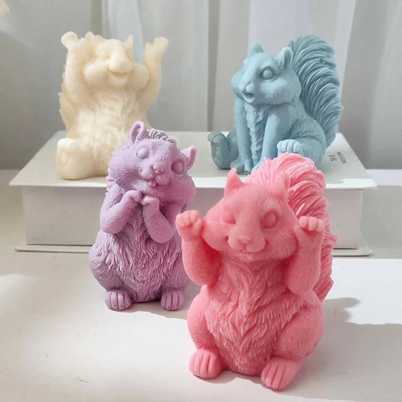 Silicone Mold for Home Decorations Wax Mold Squirrel Figurines Mould Making DIY Craft