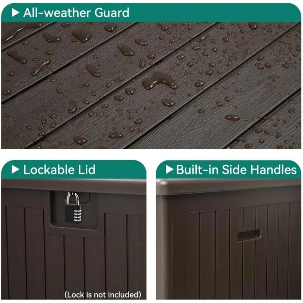 صندوق تخزين كبير على سطح خارجي - وسادة أثاث فناء مقاومة للماء سعة 150 جالونًا وقابلة للقفل وتخزين أدوات الحديقة باللون الأسود #6