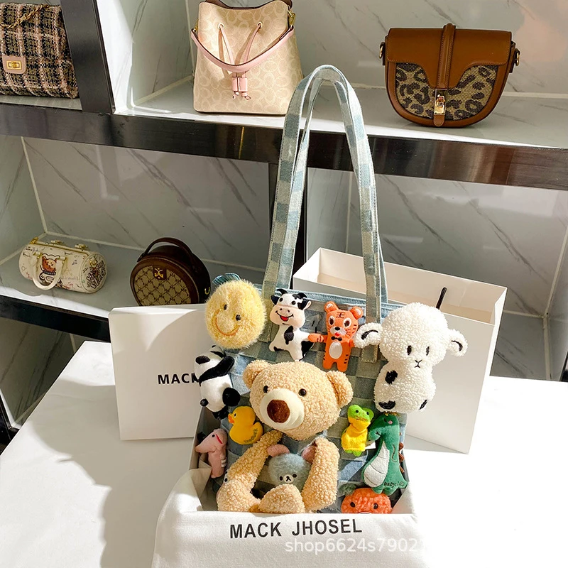 

Модная плюшевая сумка-тоут большой вместимости, стильная сумка для повседневного использования через плечо и на пояс.