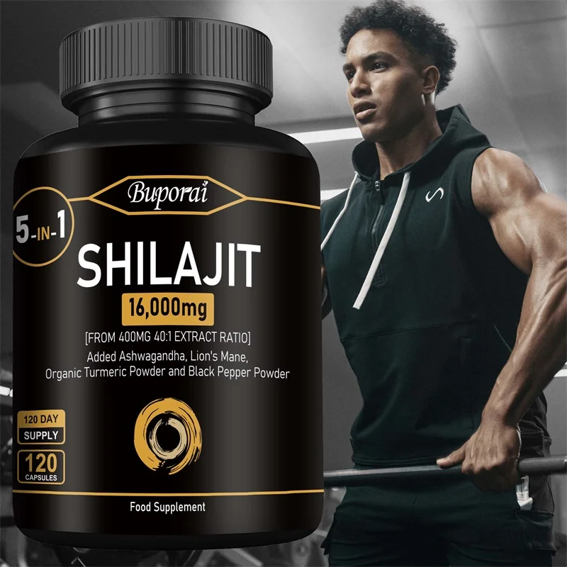 

5-in-1 Shilajit Capsules 16000mg - Supports Metabolism, Improves Endurance and Athletic Performance, Reduces Fatigue