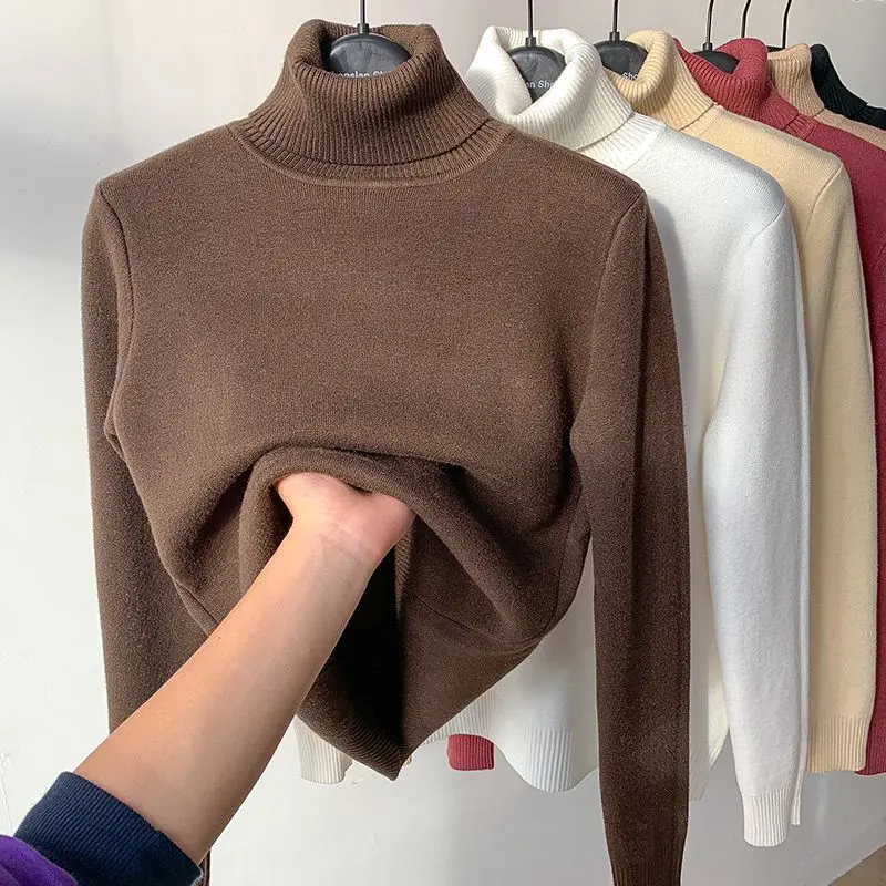 wool thick sweater women\'s winter thick warm top turtleneck bottom shirt women in autumn and winter tide