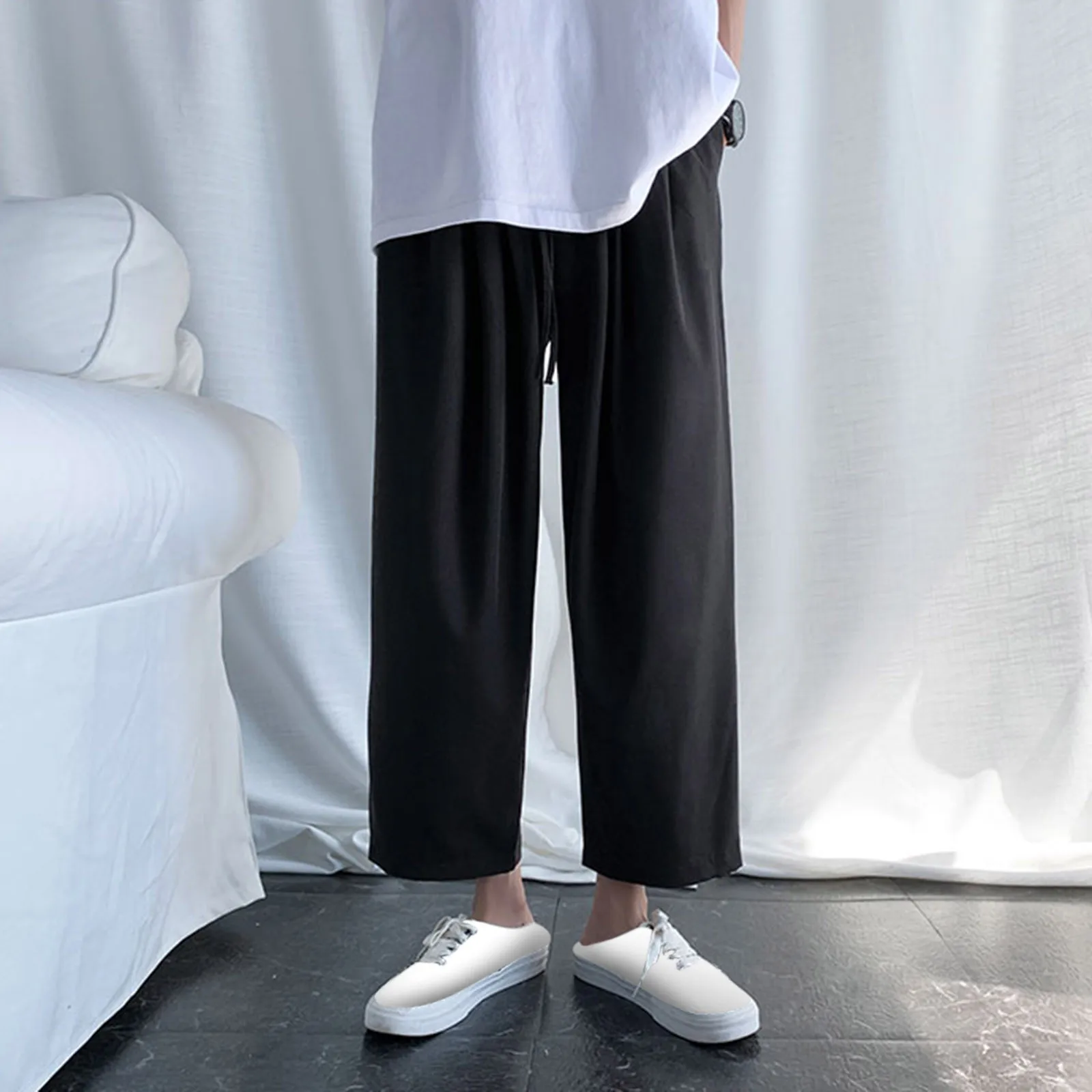 Trousers Wide Men's Straight Pants Minutes Fashion Leg Oversized Leg Small Trousers With Nine Men's pants Boy