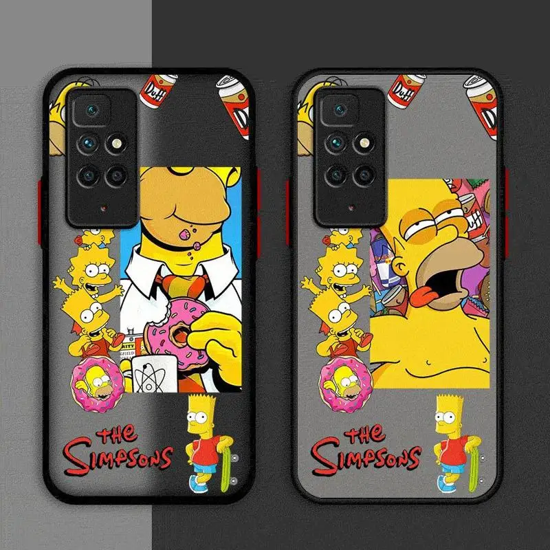 The Simpsons-Homer Matte Case For Xiaomi Redmi Note 11 Pro 12 10 9S 12C 8 10A 10C 7 8T Silicone Soft Phone Cover