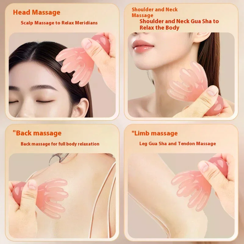 الراتنج صف مزدوج الأخطبوط مشط لطيف رئيس مدلك العناية بالشعر ميريديان كشط فروة الرأس تدليك الوخز بالإبر سبا غوا شا جهاز تدليك #3