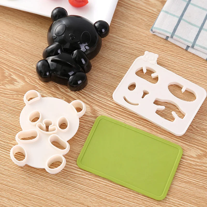 Cartoon Panda Rice Ball Sushi Mould Onigiri Shaper and Dry Roasted Seaweed Cutter Set Kitchen Sushi Rice Ball Mold Tools