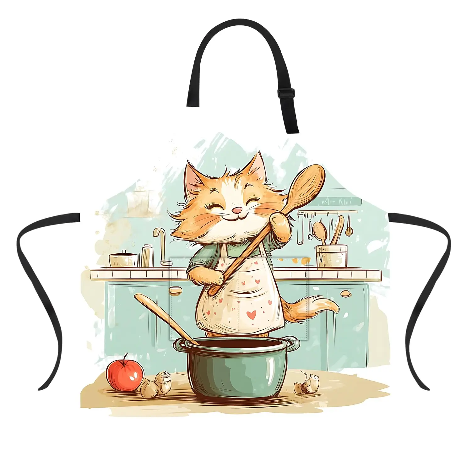

Funny Cat Apron with Pockets Waterproof for Men Women Kitchen Garden Decor